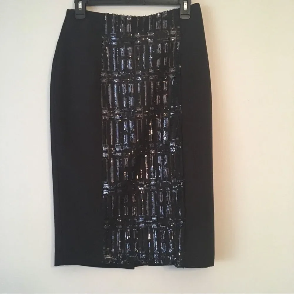 Worthington Black and Silver Sequin Pencil Skirt